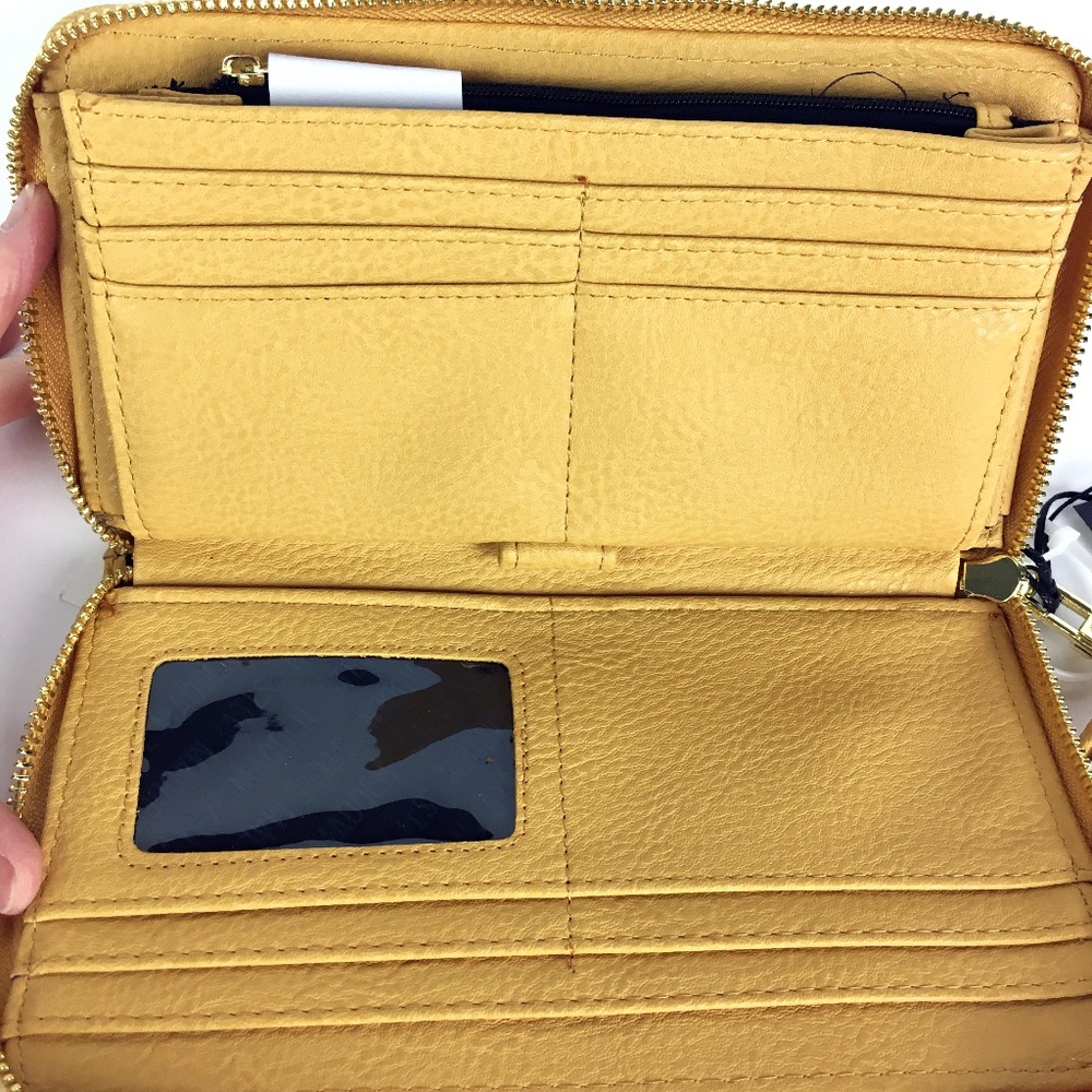 Steve Madden Zip Around Wallet/Wristlet Mustard - Picture 4 of 7